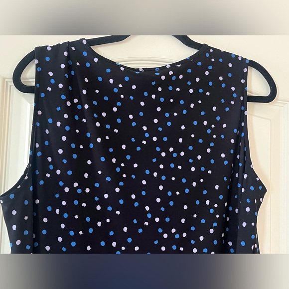 Roz & Ali Navy Polka Dot Women's Blouse Size Large - Picture 4 of 16